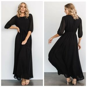 Baltic Born Black Maxi Dress with Tie Waist